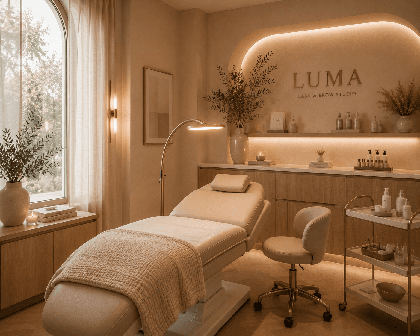A LUMA treatment room in warm light