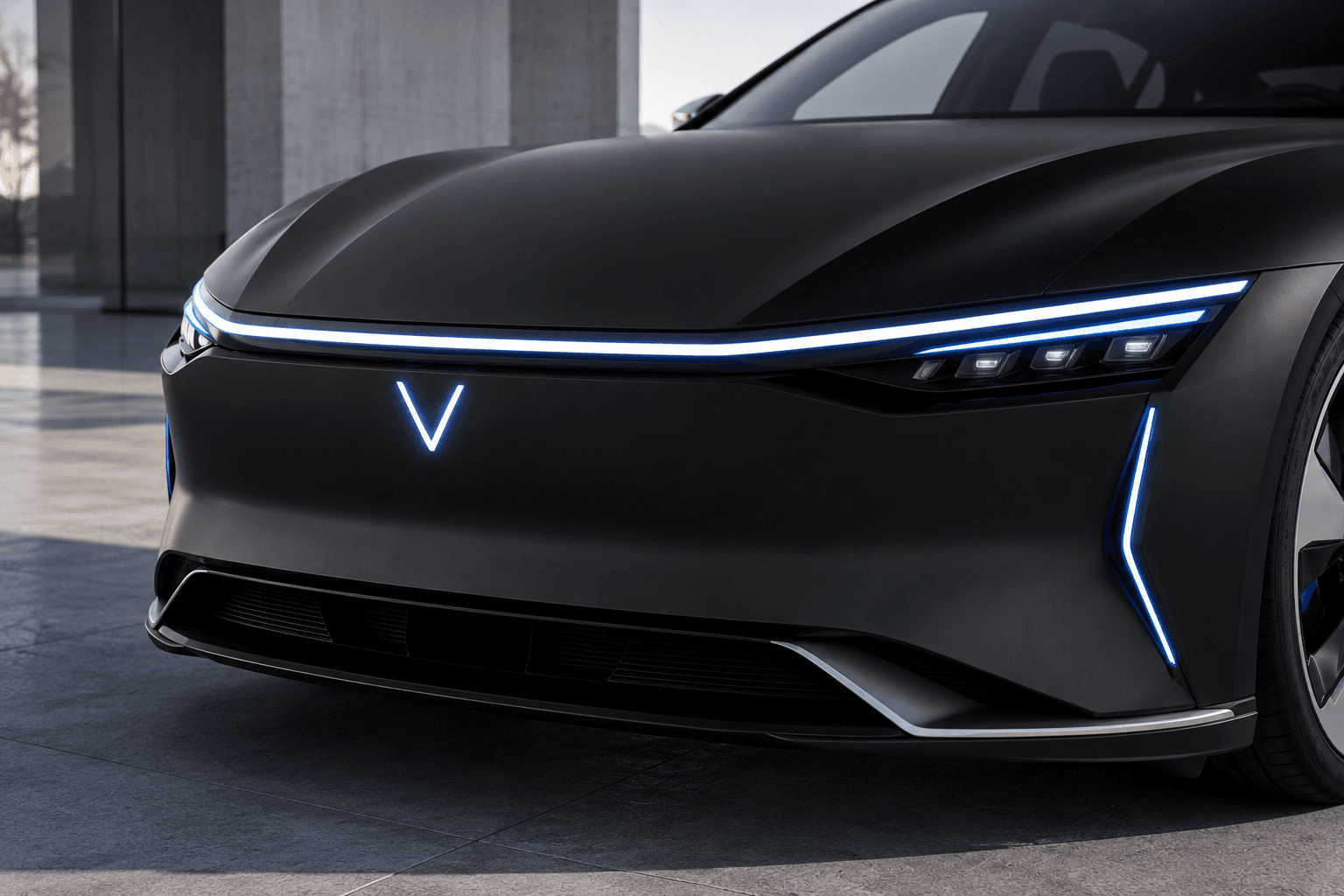 Velora at a public charging point in daylight