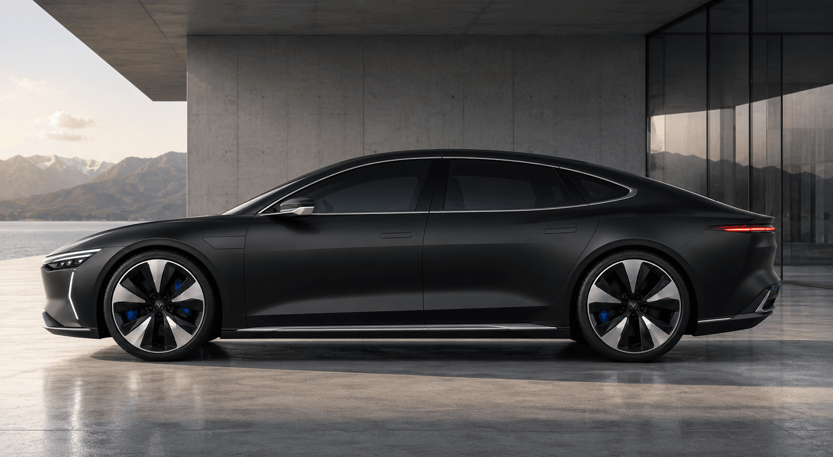 Velora L luxury sedan in a minimalist setting