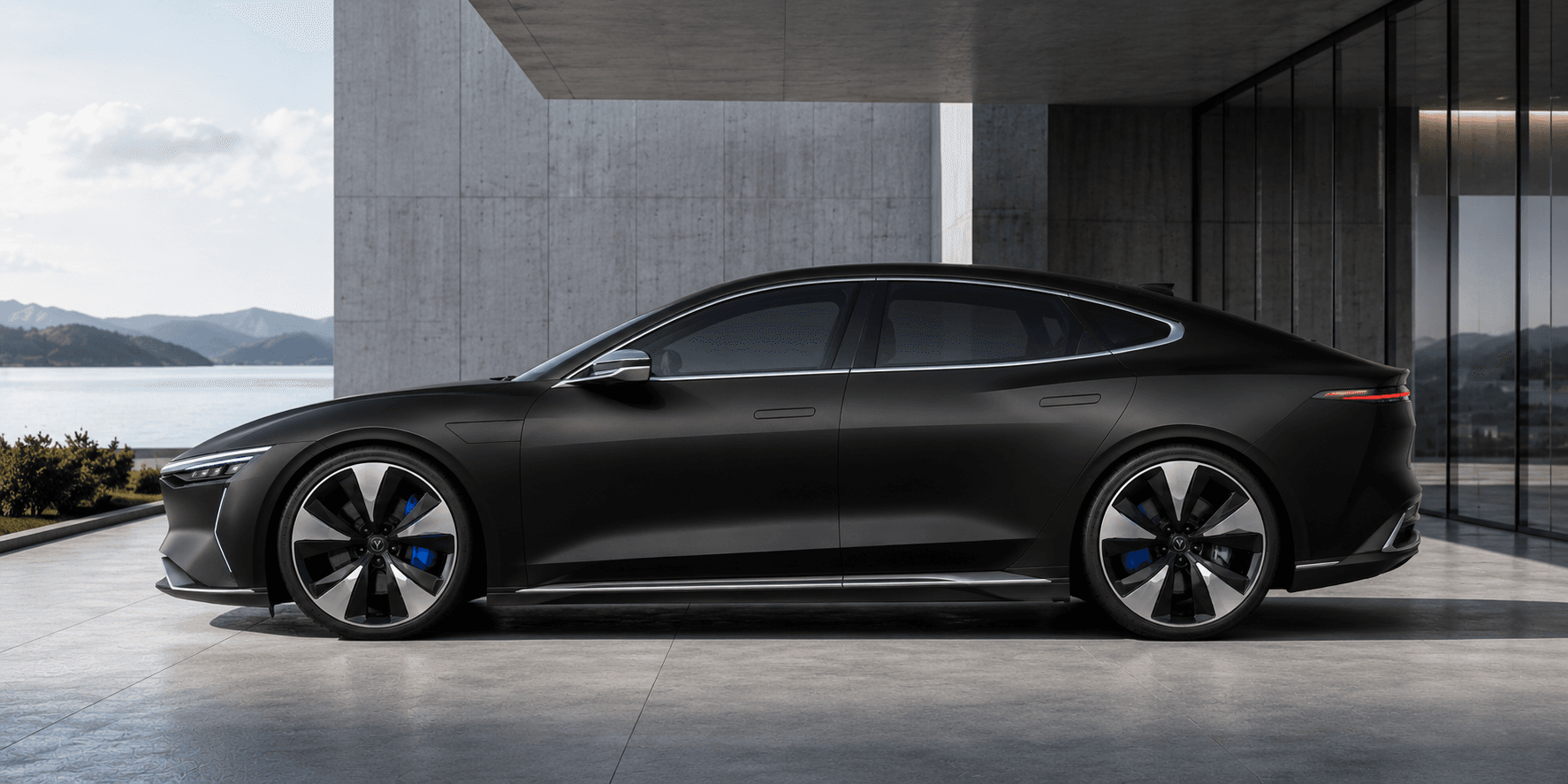Velora sedan waiting in a minimalist studio